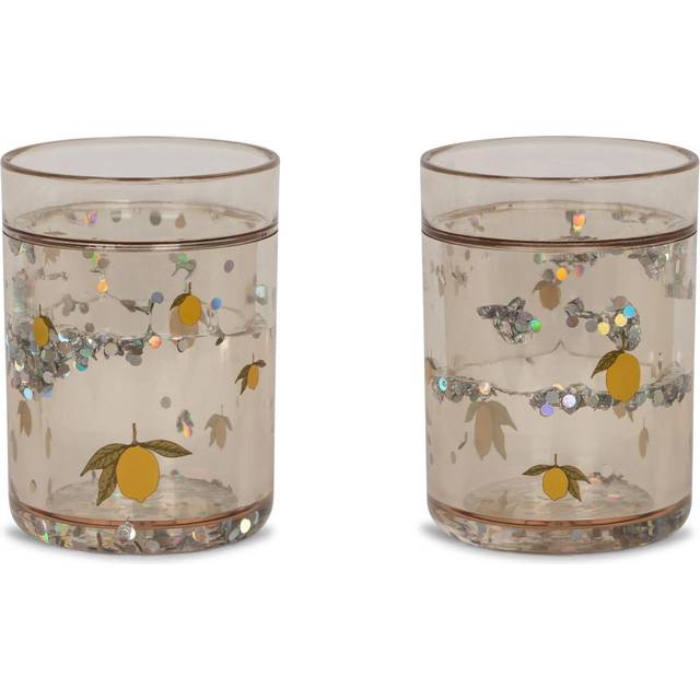 Konges Sløjd - 2 Pack Glitter Cups - Barnens pokal - Lemon - Ø6,5 x H9 cm (180 ml)