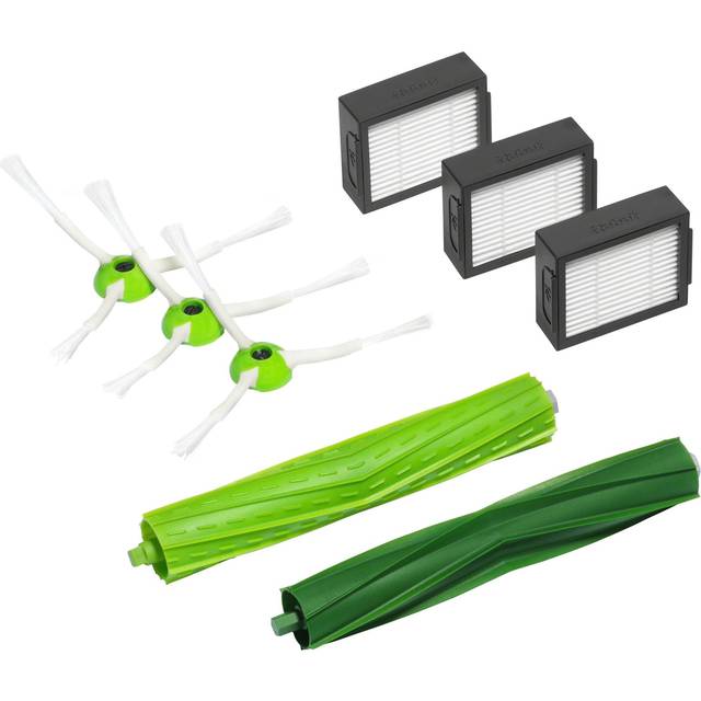 iRobot Original påfyllningssats (1 styck) med 3 högpresterande filter, 3 hörn- och kantrengöringsborstar och 1 uppsättning multigolvborstar, grön, kompatibel med serierna e/i/j