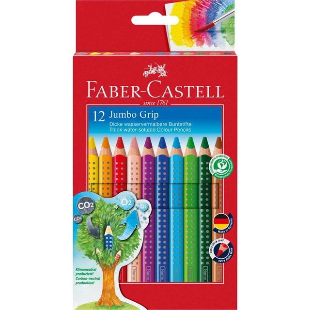 12 Jumbo GRIP Colour Pencils & Sharpener
