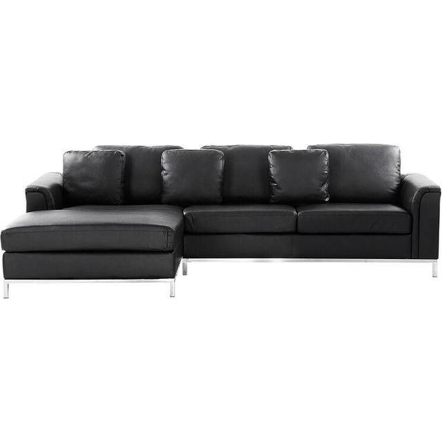 Right Hand Leather Corner Sofa Beige OSLO