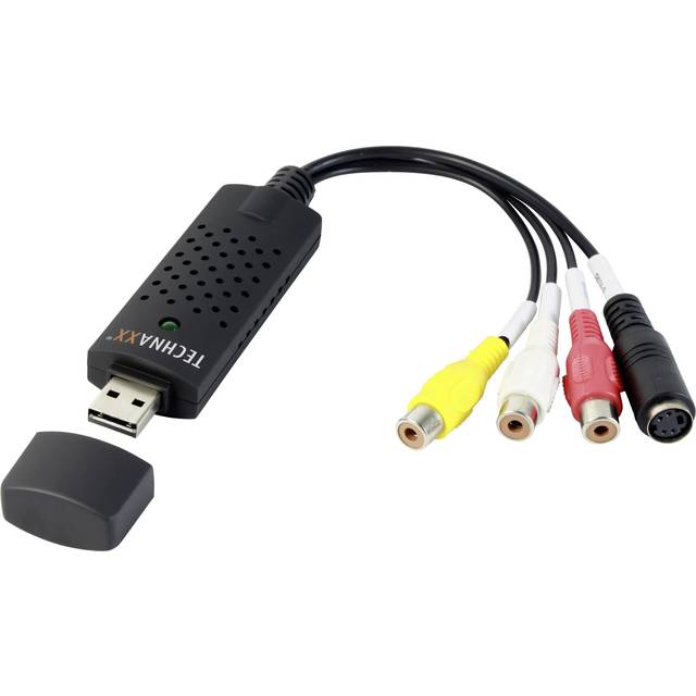 Technaxx Video Grabber USB 2.0 Capture Card – Hi8, VHS till Digital DVD-konvertering för Windows PC, med professionell redigeringsprogramvara – Högkvalitativ ljud- och videodigitalomvandlare TX-20