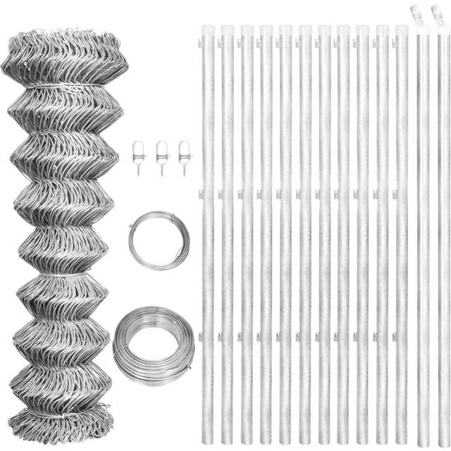vidaXL Galvanised Chain Link Fence 25x1m with Posts Garden Fencing Barrier