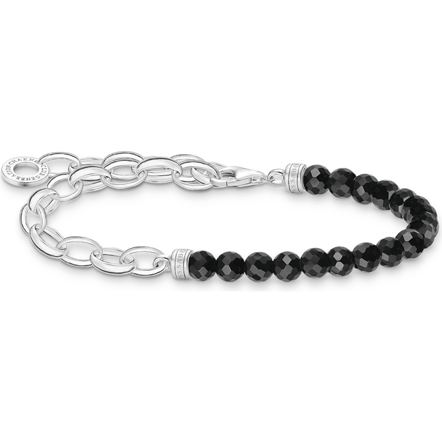 Thomas Sabo Charm bracelet with black onyx beads silver black A2098-130-11-L19 - black/silver-coloured - 19 cm