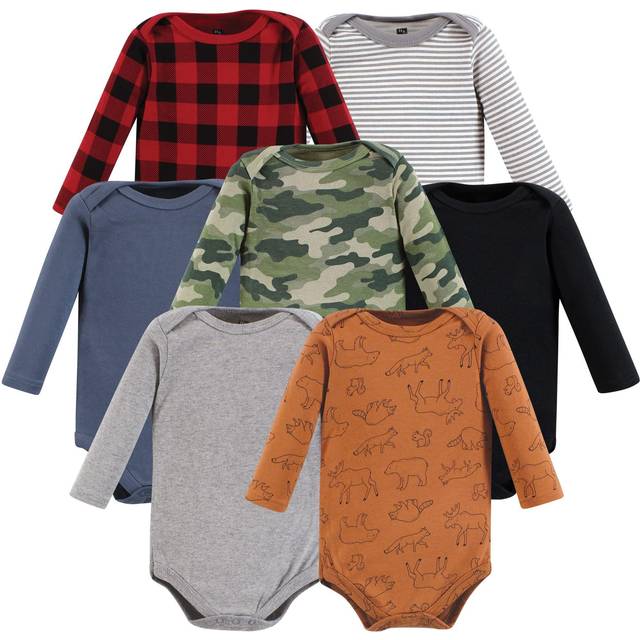 Hudson Baby Unisex Baby Cotton Long-Sleeve Bodysuits  Into The Woods Prints 7-Pack  Preemie