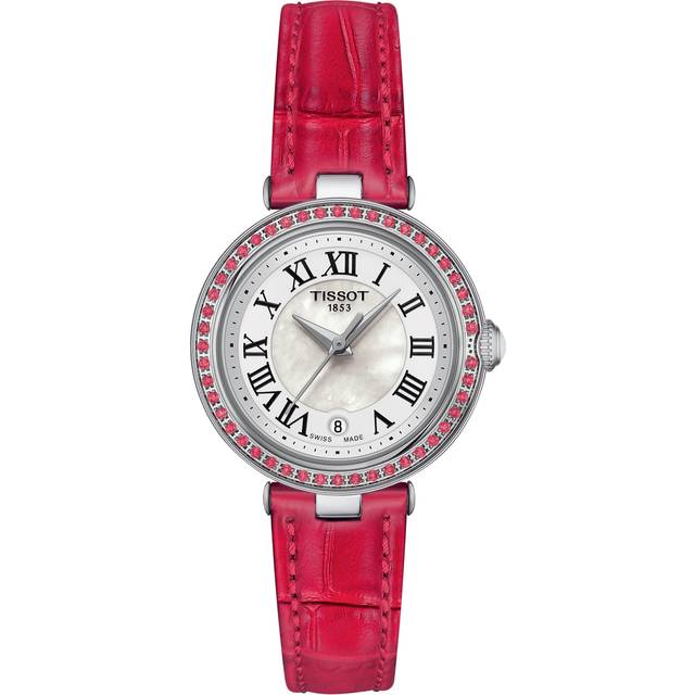 TISSOT Bellissima 26MM Small Lady Pink Leather Strap Women's Watch T126.010.66.113.00 / T1260106611300 - White - 26 mm