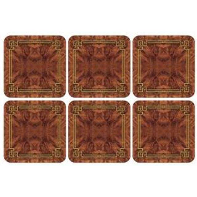 Pimpernel Walnut Burlap Collection Coasters | Set of 6 | Cork Backed Board | Heat and Stain Resistant | Drinks Coaster for Tabletop Protection | Measu