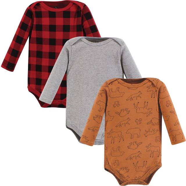Hudson Baby Unisex Baby Cotton Long-Sleeve Bodysuits  Into The Woods Prints 3-Pack  Preemie