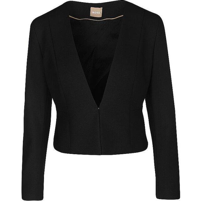 Slim-fit cropped jacket in stretch fabric - Black