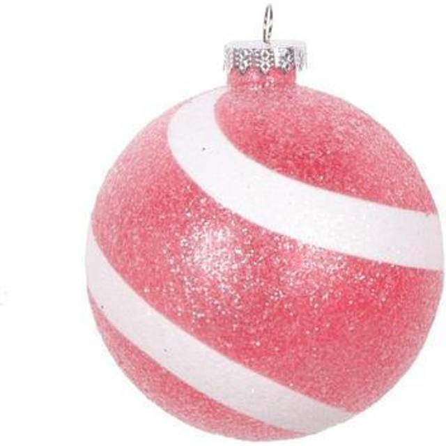 Vickerman MT228503 4 in. Sugar Glitter Ball Ornament, Red & White - 4 per Bag