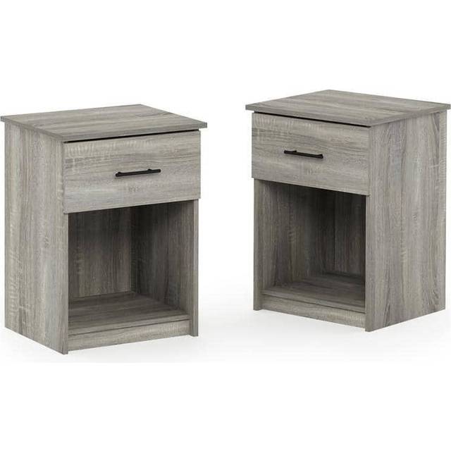 Furinno Nattduksbord, fransk ekgrå, set med 2