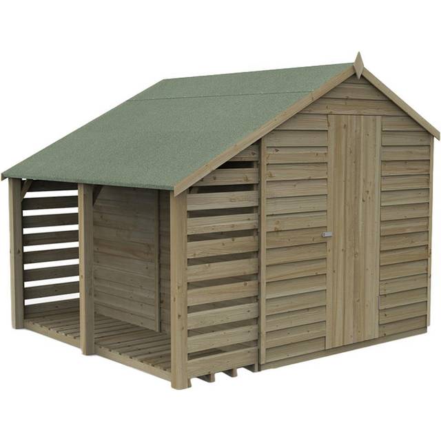 Forest Garden 6x8 Forest 4Life Overlap Apex Shed with Lean To - 6 x 8 Forest 4Life Overlap Apex Wooden Shed with Lean To - Delivery Only