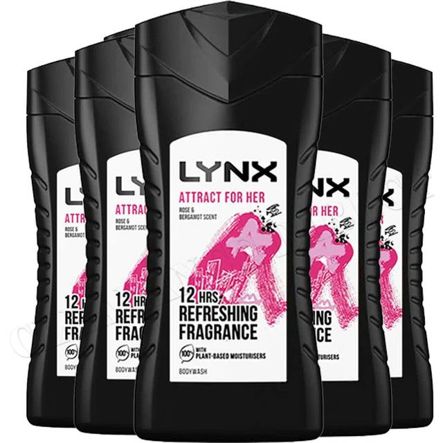 Pack of 3, Lynx Attract for Her Rose & Bergamot Scent Body Wash 225ml