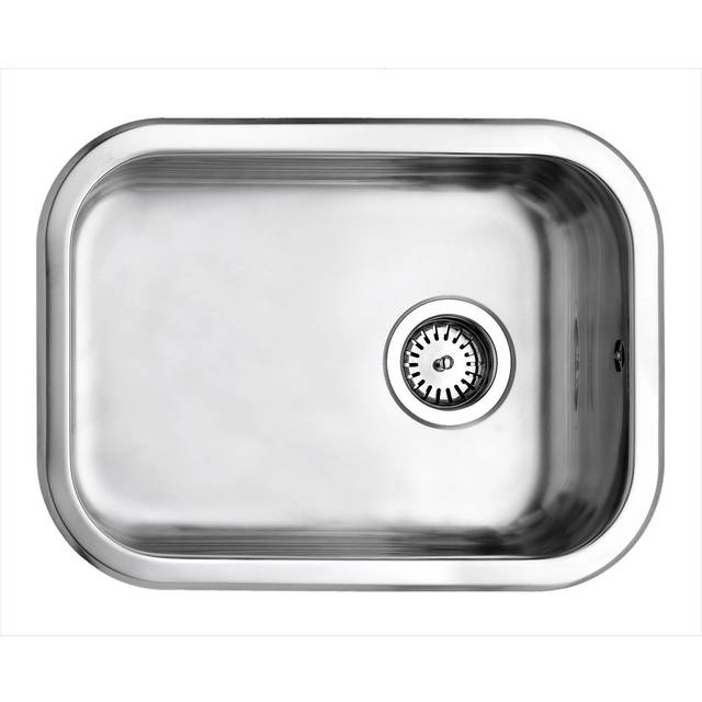 Stålvask 540x400 mm poleret med strainer - På lager i butik