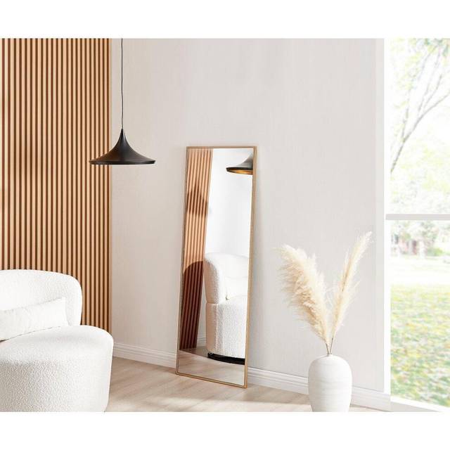 Emma Rectangle Gold Frame Wall Mirror - Gold / 140cm