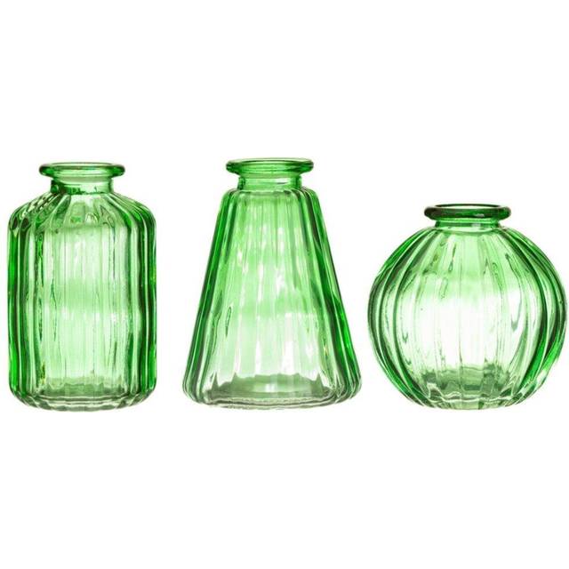 Sass & Belle Set of Three Small Green Glass Bud Vases, H7.5cm - green - one size