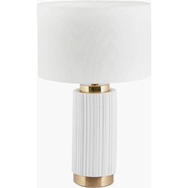 Pacific Ionic White Textured Ceramic And Gold Metal Table Lamp, White