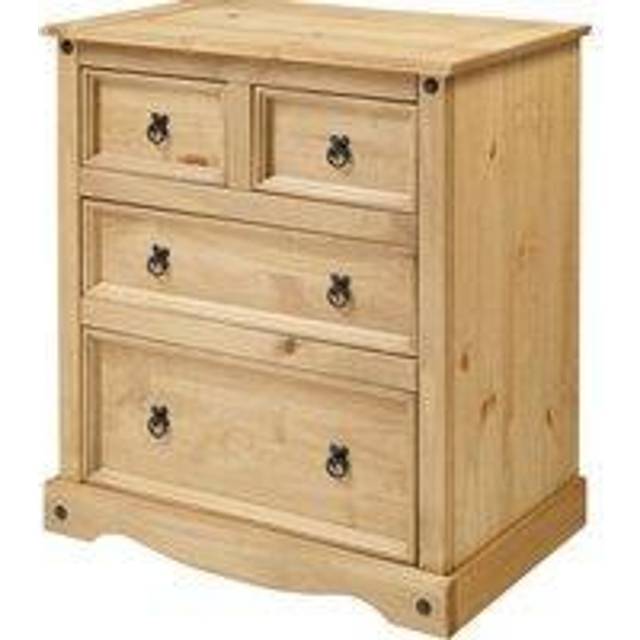 Mercers Furniture Corona Compact 2+2 Chest Of 4 Drawers Solid Pine With Mexican Styling, Brown