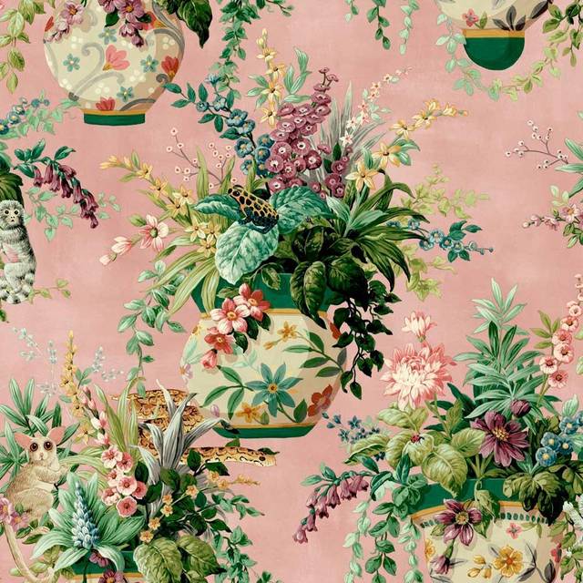 Holden Decor Floral Vase Pink Wallpaper - 53 x 10.05cm