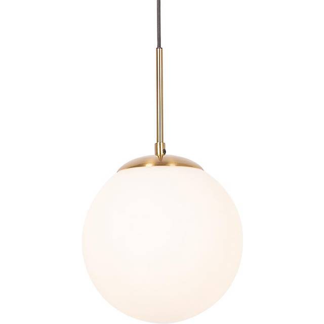 Qazqa - Art Deco Pendant Light Gold with Opal Glass - Flore
