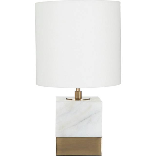 Premier Housewares White Linen Shade Marble Accent Lamp - 24 x 24 x 44cm