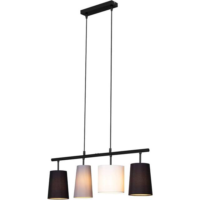 BRILONER Lampa pendellampa textil, hängande lampa med 4 lampor, E27 max. 40 watt, matrum tyg 4025–045 svart/grå/vit