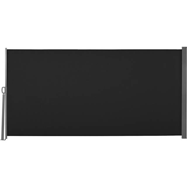Outsunny Retractable Sun Side Awning Screen Fence 3 x 1.6m - Black, Black