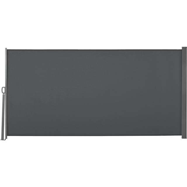 Outsunny Retractable Sun Side Awning Screen 3m x 1.6m Grey, Grey