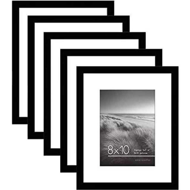 Americanflat 8x10 Picture Frame Set of 5 in Black - Use as 5x7 Picture