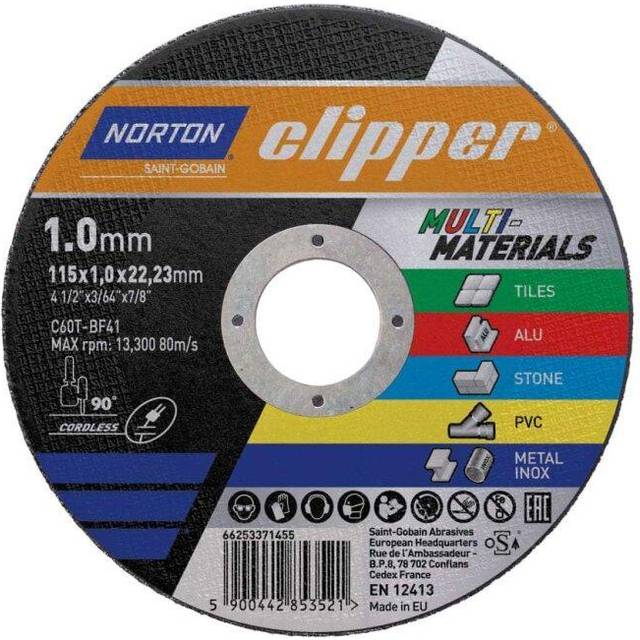 Norton - Clipper Multi-Material Cutting Discs 115 x 22.23mm Tub of 25 CLI849154