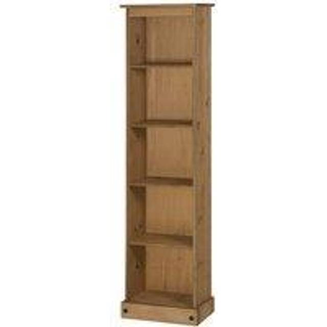 Mercers Furniture Corona Tall Narrow Bookcase Large Display Storage Solid Pine With Mexican Styling, Brown