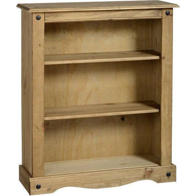 Seconique Corona Low Bookcase - Distressed Waxed Pine, Brown