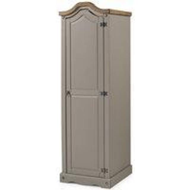 Mercers Furniture Corona Grey Wax 1 Door Wardrobe Solid Pine With Mexican Styling, Grey