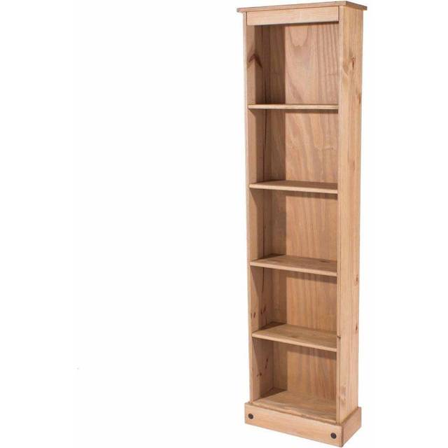 Corona 5 Shelf Antique Wax Finish Tall Narrow Bookcase - Brown