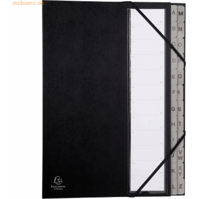 Exacompta 25.3 x 34 cm Rigid Expanding multipart File, 225 g, 24 Compartments (A-Z) - Black