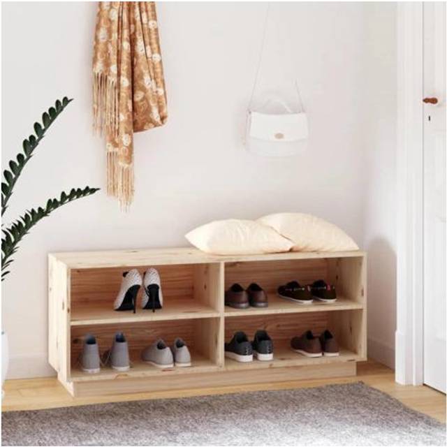 vidaXL Skoskåp 110x34x45 cm massiv furu