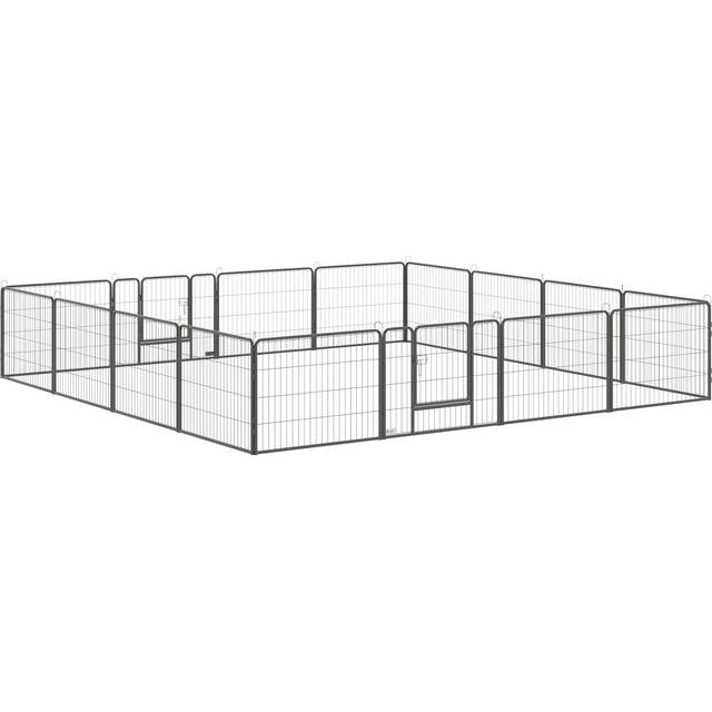 PawHut Heavy Duty Dog Pen with 2 Doors - 16 Panels Dog Playpen Puppy Pen - 60H cm | TJ Hughes