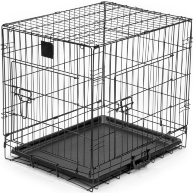 KCT 24â Small Metal Pet Crate with Floor Foldable Cage for Dog Puppy Cat Lockable Carrier Heavy Duty Outdoor Indoor Folding Travel Training Puppies