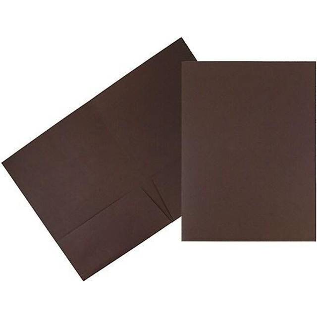 JAM PAPER Two Pocket Textured Linen Presentation Folders - Letter Size Business Folder - Chocolate Brown - Bulk 50/Box