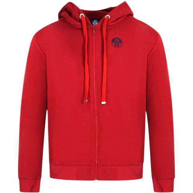 North Sails Mens Logo Red Zip Hoodie Cotton - Size Large