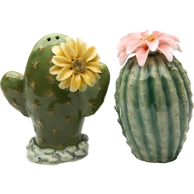StealStreet SSCG20893 313 Painted Pair of Cactus Flowers Salt and Pepper Shakers  Green
