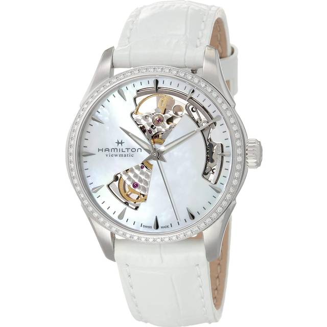 Hamilton Jazzmaster Open Heart Leather Automatic H32205890 Women's Watch white