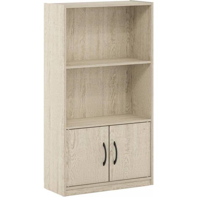 Furinno Gruen 3-Tier Open Shelf Bookcase with 2 Doors Storage, Metropolitan Pine