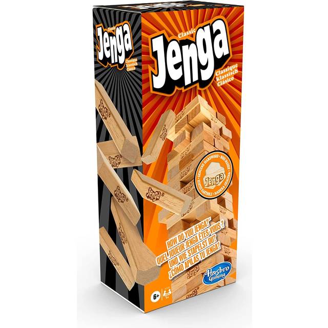 Klassiskt Jenga-spel, staplingsspel med träklossar