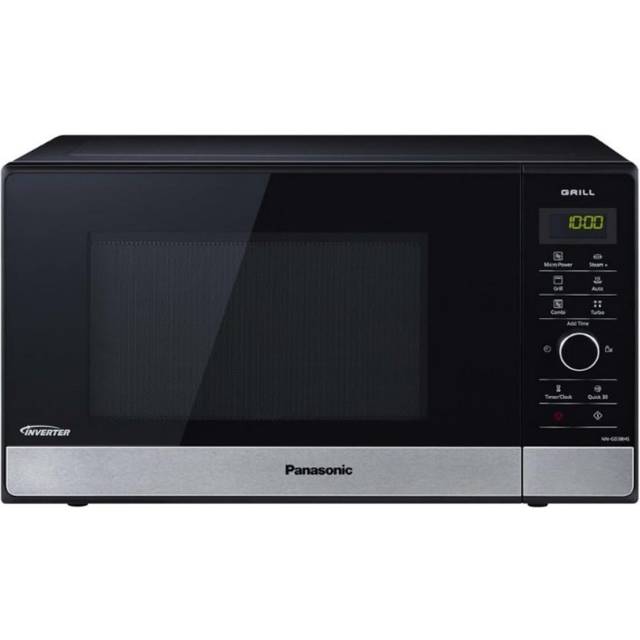 Panasonic NN-GD38HSGTG Mikrowelle mit Grill (1000 W, Inverter, Dampfgaren, energieeffizientes Kombikochen, Pizza-Pfanne, 23 Liter) edelstahl-schwarz