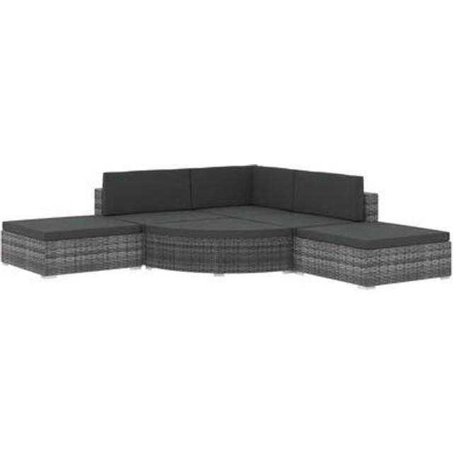 vidaXL 6x Garden Lounge Set with Cushions Poly Rattan Grey Outdoor Sofa Sets