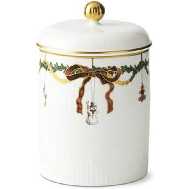 Royal Copenhagen - Star Ribbed Christmas - Serving Items - Porslin - Jar with lid - 16 cm