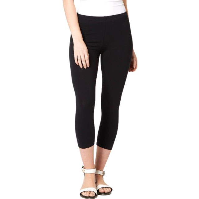 Elastic Waist Stretch Cropped Leggings - Black - Size 18 - Roman