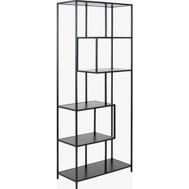 Indoor Furniture Group Seaford Tall Black Metal Bookcase With 5 Sonoma Oak Shelves, Black
