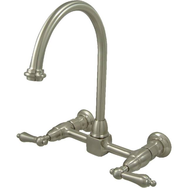 "Kingston Brass KS1298AL Wall Mount Goose Neck Kitchen Faucet  8-1/2""""""""  Brushed Nickel"