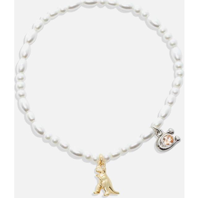 Coach Faux Pearl Gold-Plated Charm Bracelet